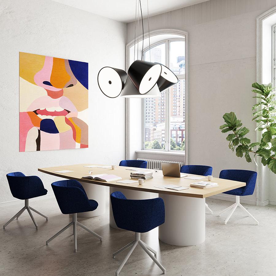 modern boardroom table with white columns